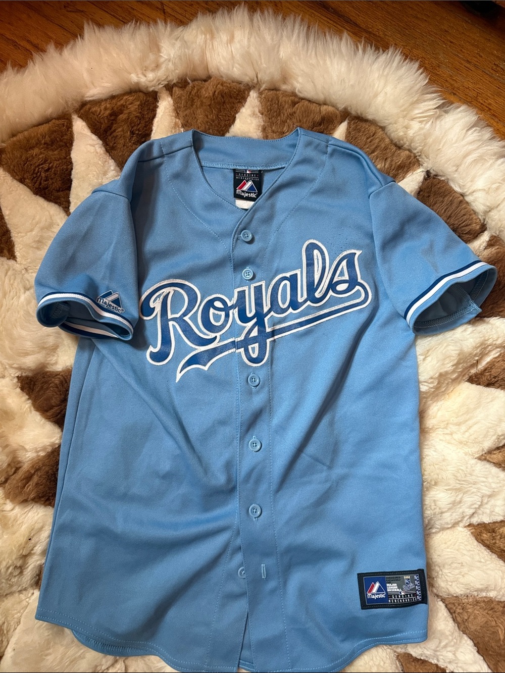 Vintage Majestic Light Blue Kansas City Bautista #3 Royals Baseball Jersey